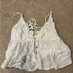 LA HEARTS - flows button up tank lace back, size small. New